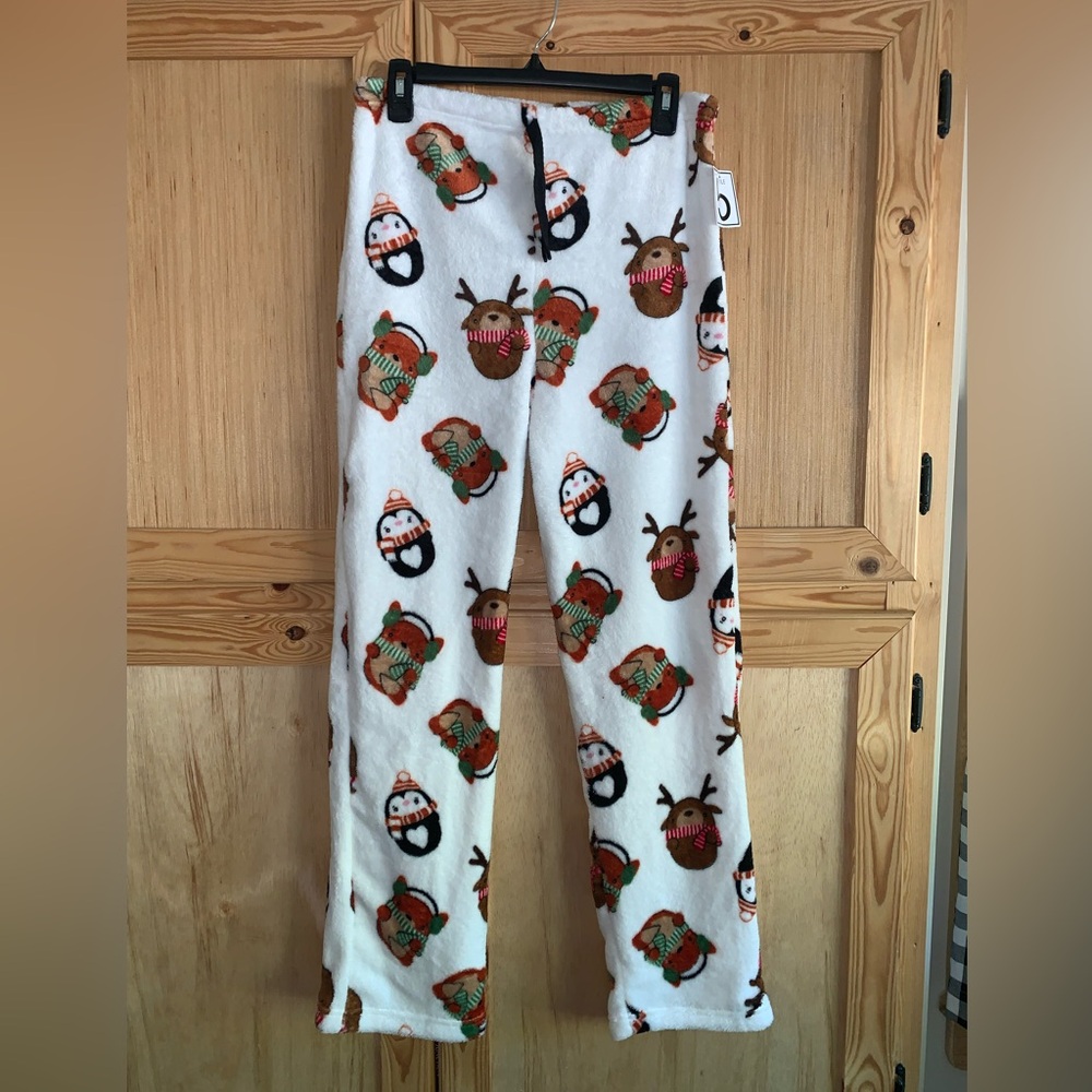 Style 5 NWT holiday forest friends fleece plush sleep pants size XL